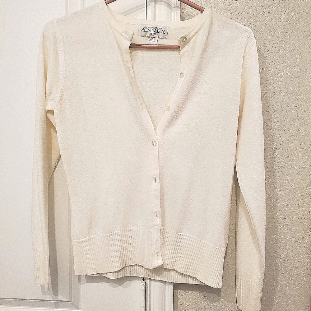 Women's White Button-downCardigan